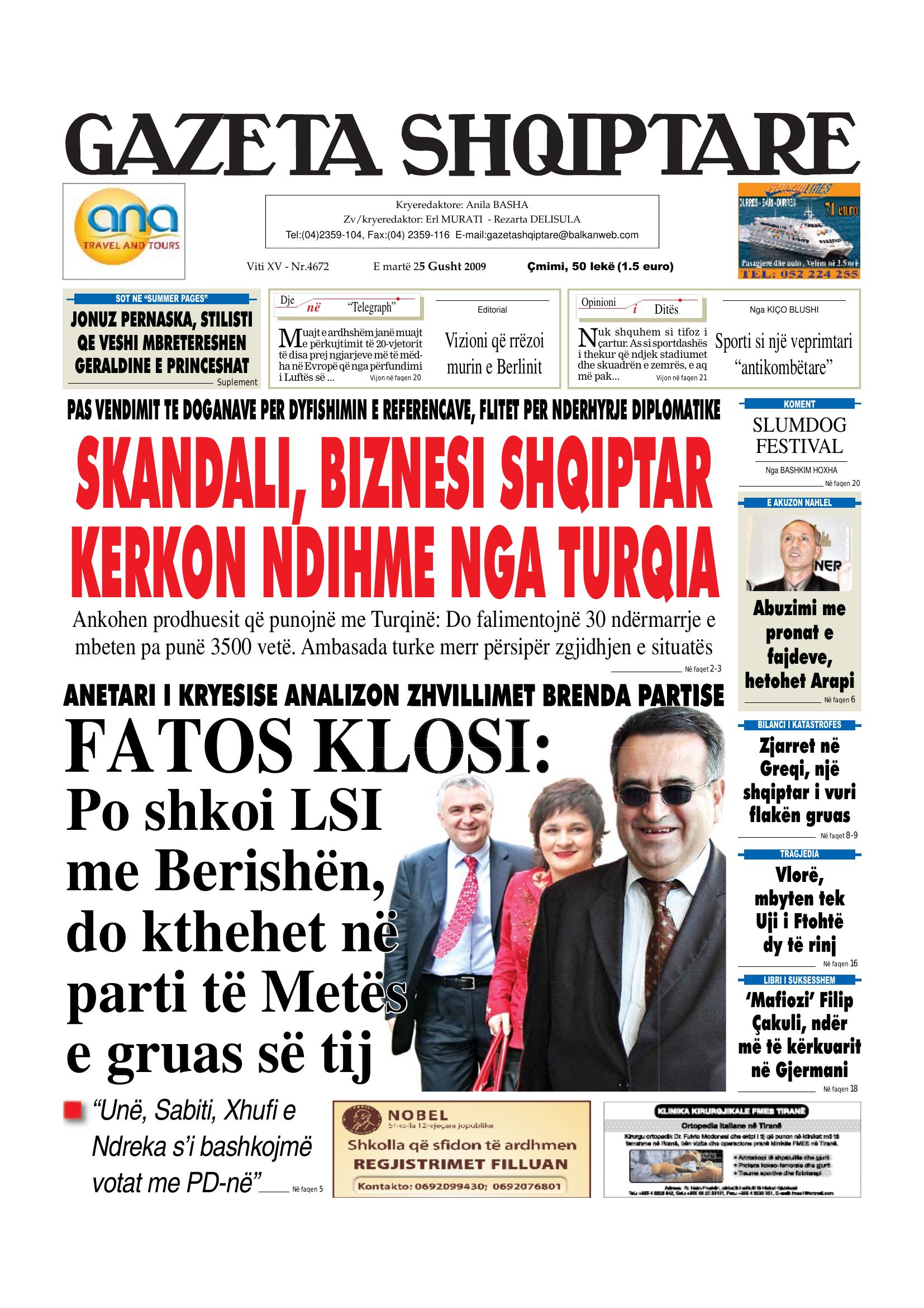 Gazeta Shqiptare 2009-08-25